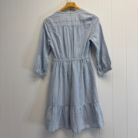 Old Navy Striped Chambray Dress Women Small Prairie Peasant Trad Wife Homestead - Picture 4 of 10